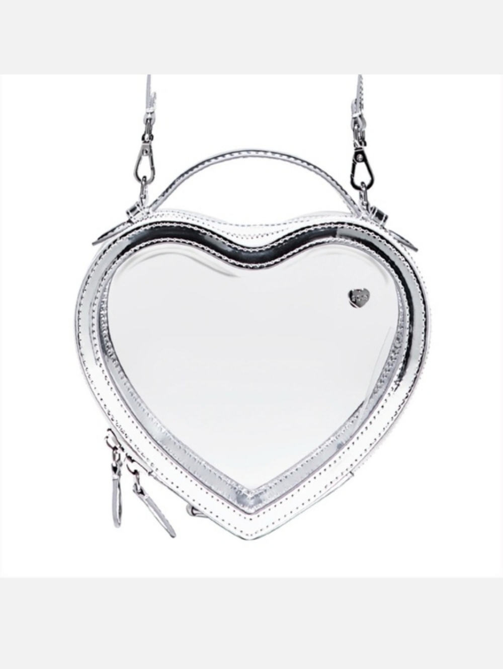 NWT Stoney Clover Lane Silver Heart-Shaped Clear Crossbody Bag